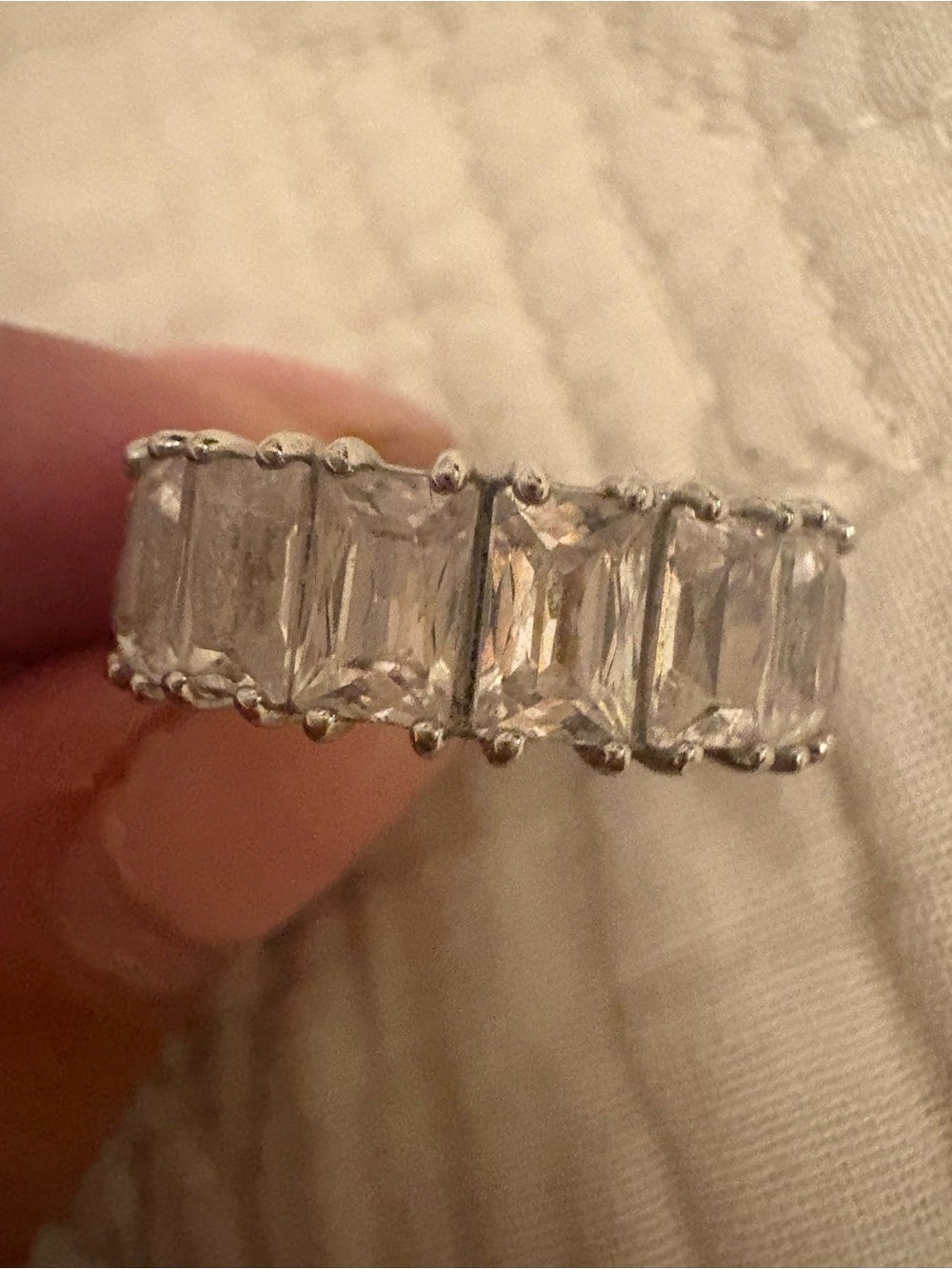 Swarovski Matrix Vittore Clear Crystal Emerald-Cut Eternity Ring in Silver 52 - Picture 3 of 7